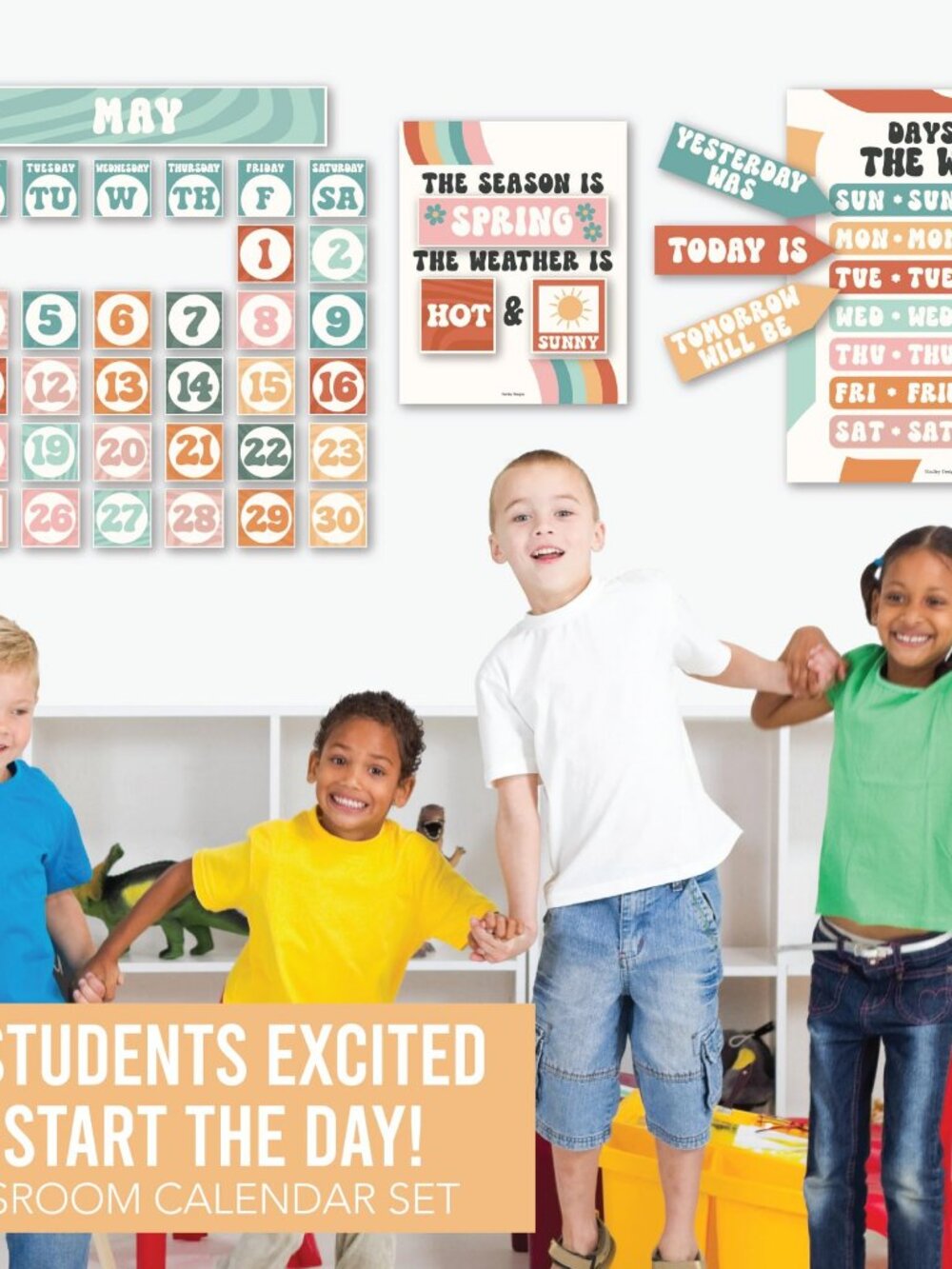 Classroom Calendar Set Bulletin Board Decorations Colorful Season Weather Days